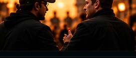 Production colleagues discussing a shoot