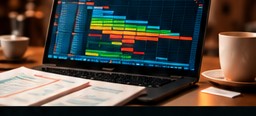 Film production schedule on a laptop